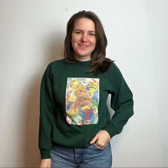 Tops - Vintage Christmas Cat Sweatshirt